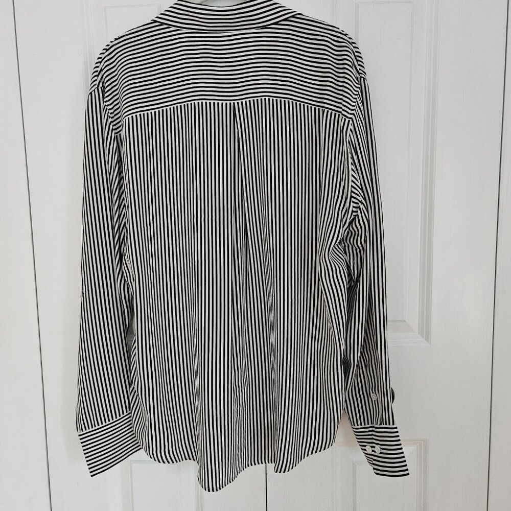 Eqipment Essential Silk Striped Long Sleeved Shirt sz L - Picture 5 of 7